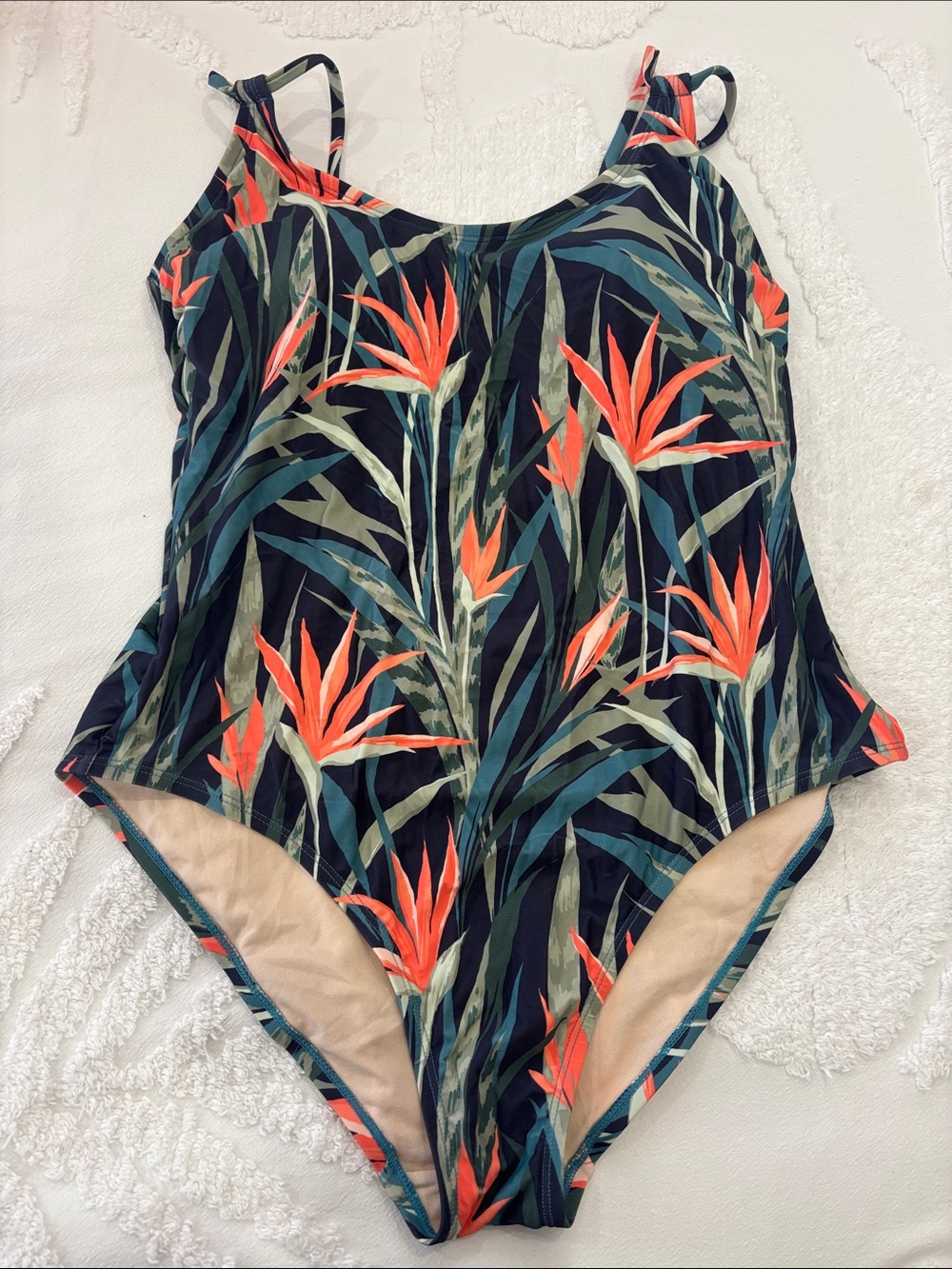 Kona Sol Womens One-Piece Swimsuit w/ Tropical Floral Bird of Paradise print